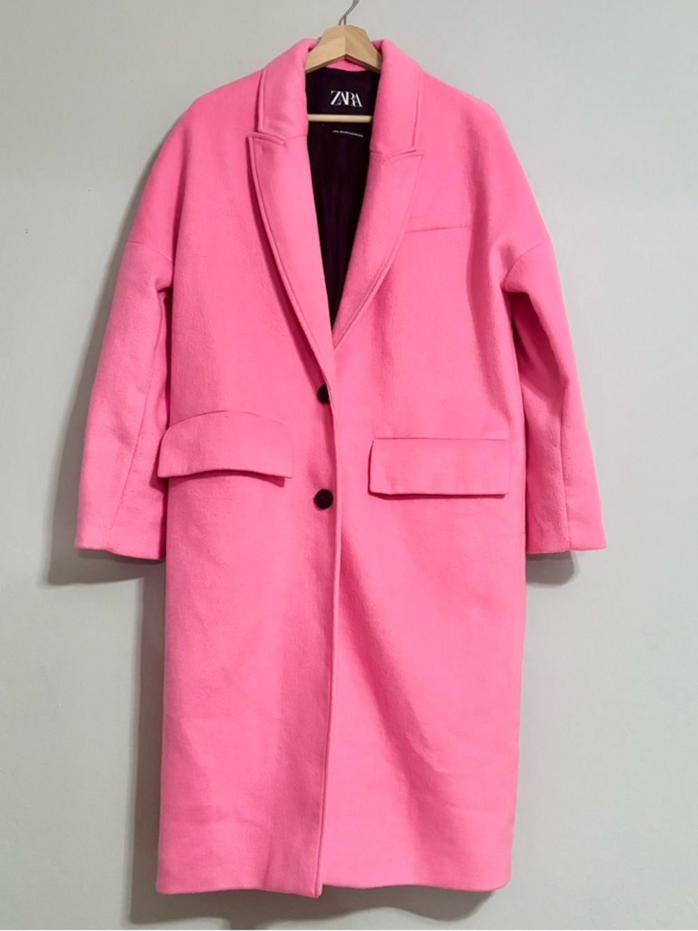 ZARA Hot Pink Long Trench Coat